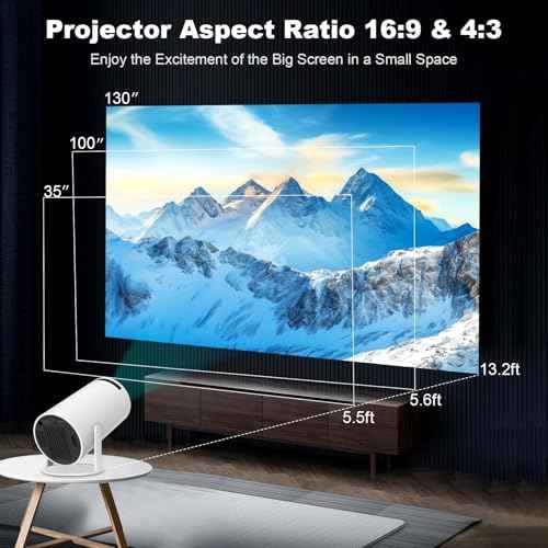Mini Projector, Support 4K 1080P Portable Projector with Dual Band WIFI6 5G Wireless 5.2 Bluetooth Android 11, 200 ANSI Lumens, 180¡Æ Rotatable, Auto Keystone Correction,35"-130" Screen Video Projector