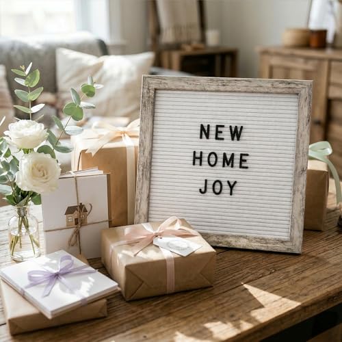 Rustic White Felt Letter Board 10x10 - Includes 336 Letters & Symbols