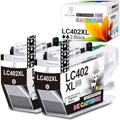 Miss Deer LC402XL Ink Cartridges Black, Compatible Replacement for Brother LC402 XL LC 402 BK High Yield Work for MFC-J6540DW MFC-J5340DW MFC-J6740DW MFC-J6940DW Printer 2-Pack