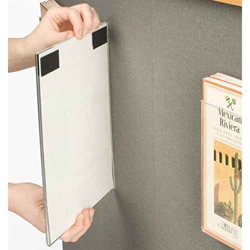Portable Trade Show Counter, Sets Up in Minutes, Includes Gray Hook & Loop-Receptive Fabric Front and MDF Countertop with Natural Wood Finish ? Stands 37-1/2¡± Tall
