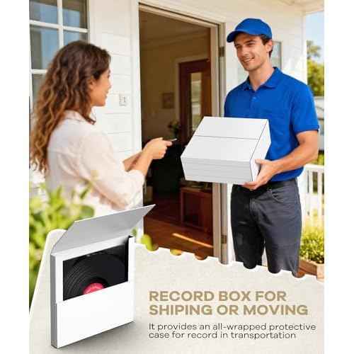 25 Pack Vinyl Record Mailers, 12" x 12" x 1" Easy Fold Album Shipping Boxes, Heavy Duty Cardboard Mailer Box for Mailing Shipping Moving Packing Storage, White