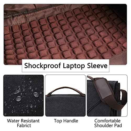 Messenger Bag for Men,Vintage Water Reistant Canvas 17 Inch Laptop Bag Satchel Shoulder Bag Gray