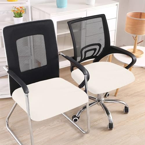 Smiry Ivory Chair Seat Cover for Office Chair - Anti-Dust Stretch Jacquard