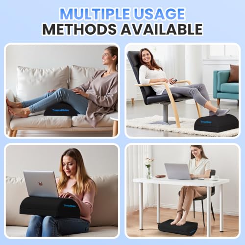 TranquilRelax Black 3-Height Adjustable Foot Rest Under Desk for Ergonomic Comfort