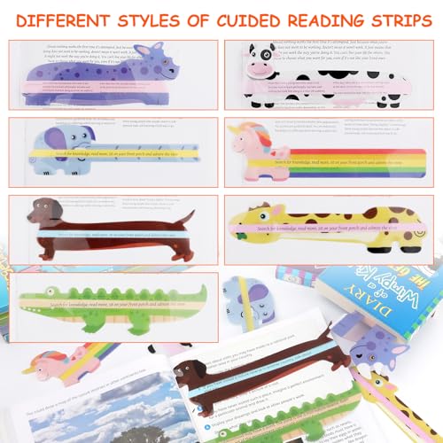 21Pcs Dyslexia & ADHD Reading Tools for Kids with Animal Highlight Bookmarks & Guided Strips