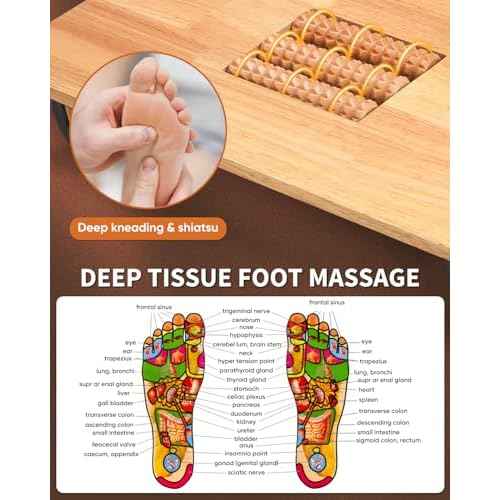 ONUEMP Foot Rest for Under Desk at Work, Wooden Small Foot Stool Footrest with Roller Massager, Ergonomic Rocking Office Footstool Desk Stool for Feet, Leg Rest Rocker Stand for Chair Computer Gaming
