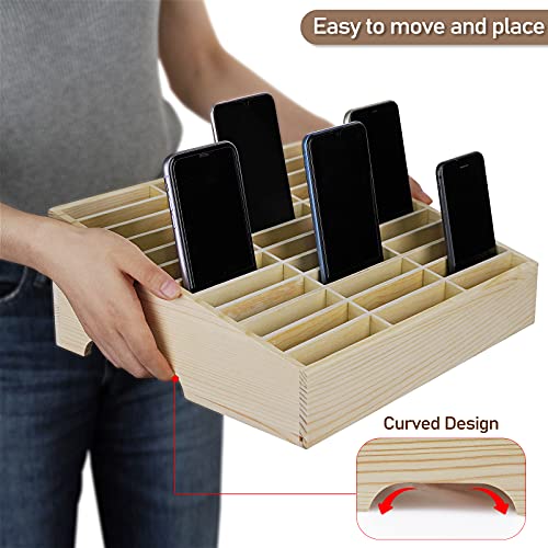 Ozzptuu Natural 36-Grid Wooden Cell Phone Holder Desktop Organizer