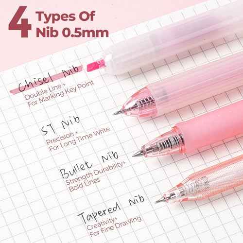 Nicpro 13 Pack Pink Gel Pens Set, Fine Tip Black Ink Pen with 1 Highlighter, Cute Pen for Journaling, Back to School Office Supplies for Teacher Student Gift, Pink Desk Accessories for Girl Stationery