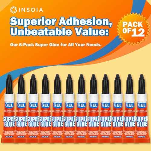 Super Glue Gel Clear Non-Drip, 12 X 3g All Purpose Strong Adhesive Ca Glue Quick Dry Instant Glue for Plastic, Metal, Ceramic, Shoe, Wood, Leather, Model, Aquarium, Rhinestone, Jewelry and DIY Crafts