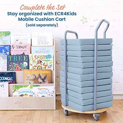 ECR4Kids SoftZone Floor Cushions, Square, Flexible Seating, Powder Blue, 6-Piece