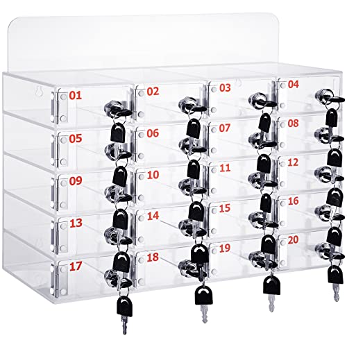 Threan 20 Slot Cell Phone Storage Box, Acrylic Clear Cabinet Wall