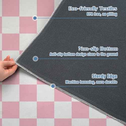 Office Chair Mat for Hardwood Floor Pink Checkered 48"x60" Computer Gaming Chair Mat Anti-Slip Office Rugs Floor Protector for Rolling Chairs Under Desk Rug for Home Office