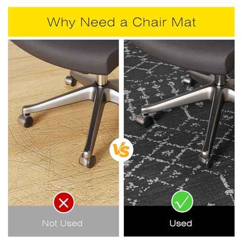 Chair Mat for Hard Floors, 60" x 48" Office Chair Mat for Hardwood Floor, Non-Slip Floor Protector Under Desk Rug for Rolling Chair, Washable Area Rug for Home, Black