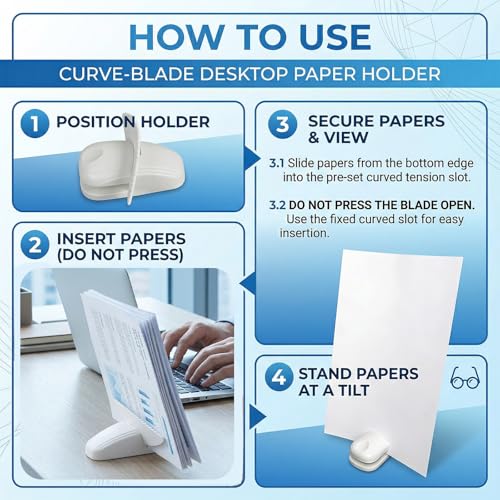 Desktop Paper Clamp Holder for A4 Documents, Non-Slip Office Organizer