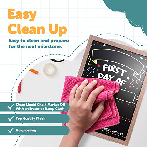 Reusable Double-Sided School Sign with Frame 9.17 x 13.27" Dry Erase Board