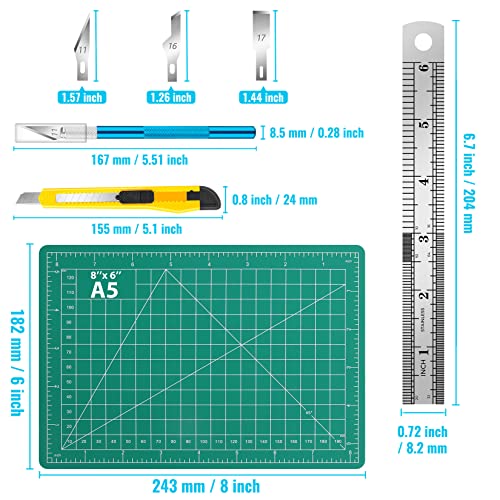 DIYSELF 54-Pack Hobby Knife Set with Blades & A5 Cutting Mat - Exacto Craft Kit