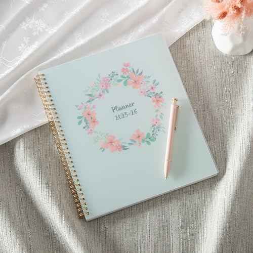 Blue Sky 2025-2026 Weekly and Monthly Academic Year Planner Calendar, July 2025 - June 2026, 8.5" x 11", Flexible Cover, Wirebound, Laminated Tabs, Storage Pocket, Laurel