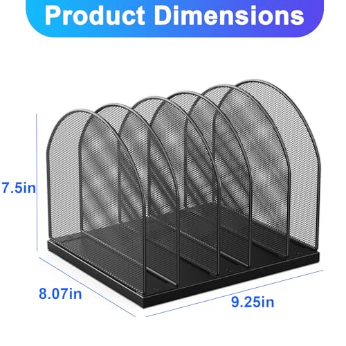 Gianotter Black Desktop File Organizer with 5 Compartments - 9.25"W x 8"D x 7.5"H