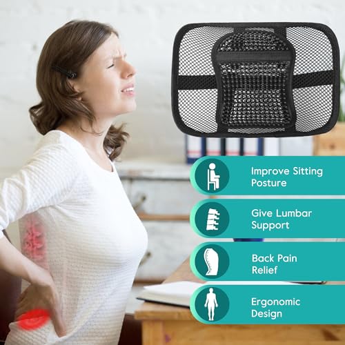 Samyoung Black Mesh Lumbar Support for Office Chair & Car Seat