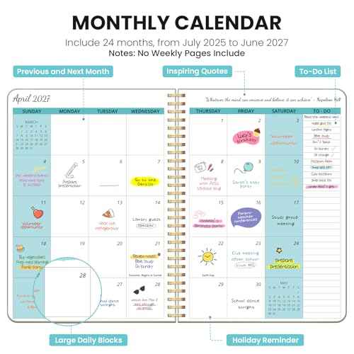 Monthly Planner 2025-2027, 2 Year Months Planner Calendar 2025-2027, July 2025 - June 2027, 7" x 10", 25-27 Monthly Calendar Planner, 24 Months, Perfect for School Office Home Planning - Green