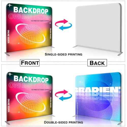 Custom Tension Fabric Banner with Stand Trade Show Backdrop Display, HD Printing Customize Online, Large Portable Trade Show Booth Display Banner for Business Pop Up Display Aluminum Frame 5x7.5 FT