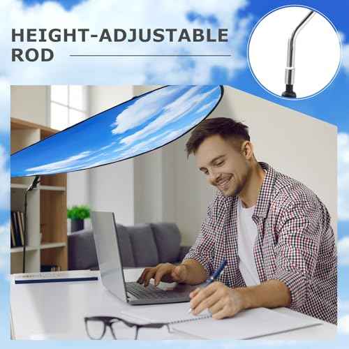 Juexica Large Adjustable Office Cubicle and Desk Shade,51'' Portable Cubicle Light Shade with Clamp Foldable Rotatable Canopy Blocks Light or Disturbance for Working Accessories(Blue Sky)