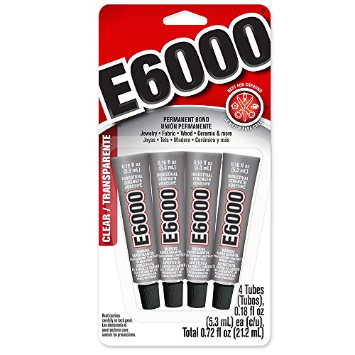 E6000 Craft Adhesive Mini Tubes 4 Pack - Clear, Strong Bond, 0.18oz
