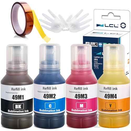 LCL Compatible 4x140ml T49M Autofill Sublimation Ink Replacement for SureColor F170 F570 Dye-Sublimation Printer (T49M1 T49M2 T49M3 T49M4 4-Pack)