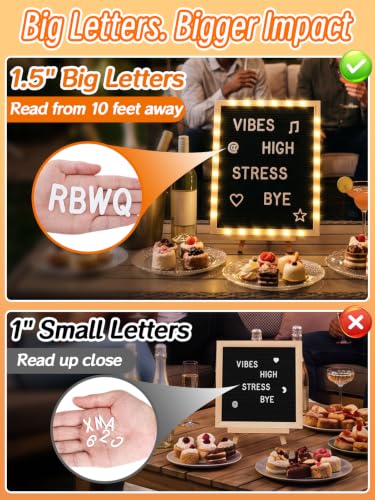 Large 12x16 Felt Letter Board with Lights, 1.5-Inch Letters & Stand