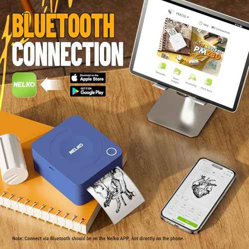 Nelko Sticker Printer, PM230 Print Pod Mini Bluetooth Portabel Sticker Maker with 3 Rolls Paper, Print Pods Mini Printer with Multiple Templates for Phone & Tablet£¬for School Office Home, Blue