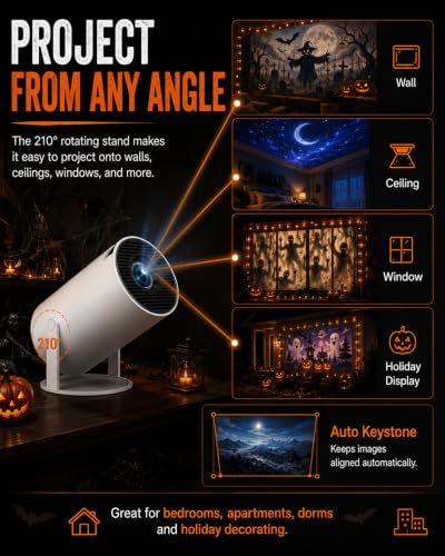 Halloween Window Projector with WiFi & Bluetooth, Black with Curtains