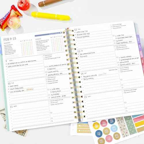 SUNEE Home Planner 2026, Work from Home Planner w/Stickers, JAN 2026 - DEC 2026, Monthly Budget Planner, Checklists for Routines and Goals, Weekly Calendar, Ideal for Gift, Poly Laminated Cover,Floral