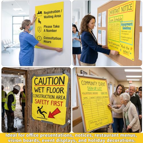 Yellow Poster Board 22x28 inches - Heavyweight 250 GSM Bulk Pack of 50 Sheets