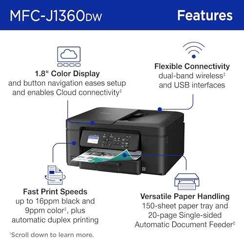 Brother Work Smart 1360 Wireless Color Inkjet All-in-One Printer with Automatic Duplex Printing and 1.8¡± Color Display | Includes Refresh Subscription Trial(1) (MFC-J1360DW) (Uses LC501 Series Inks)