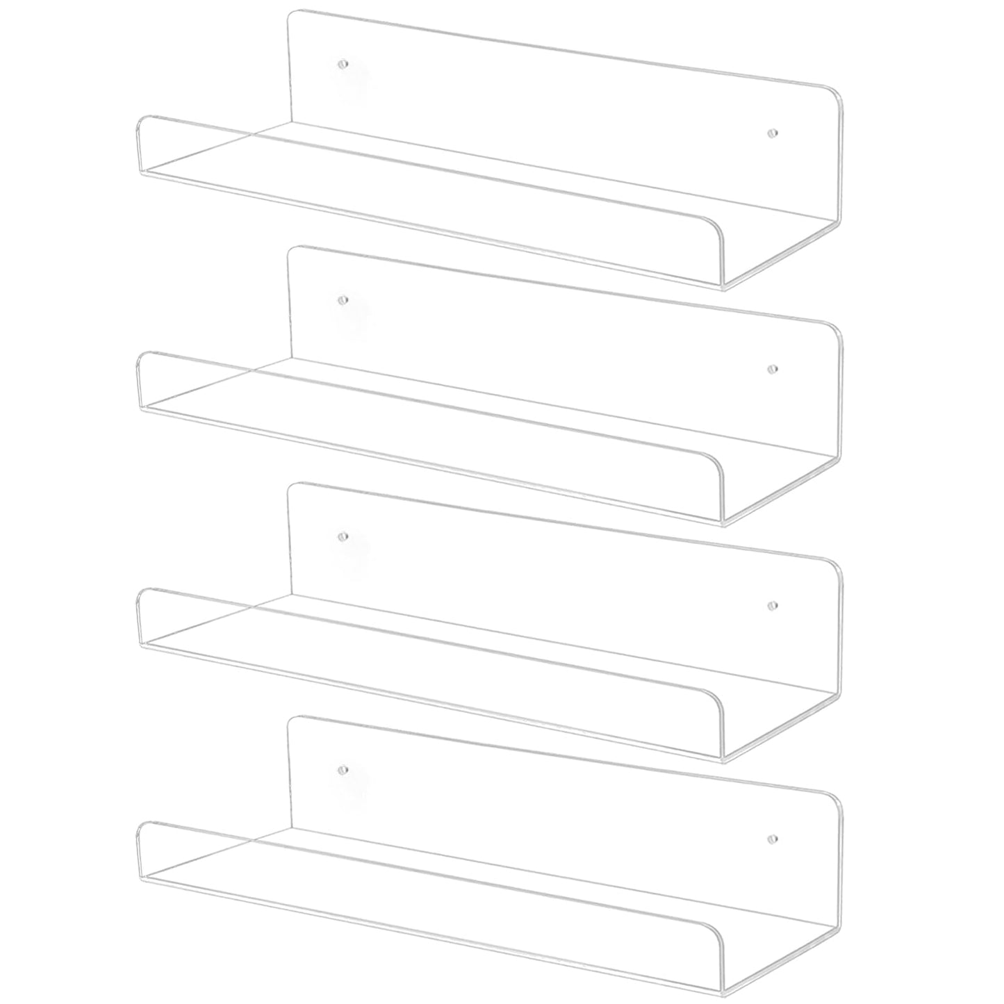 TONICE 4 Pack Acrylic Shelves for Wall 10in Floating Shelf Wall Mounted Set for Room, Bedroom, Bathroom, Kitchen, Living Room, Office Book Shelf Storage Decor
