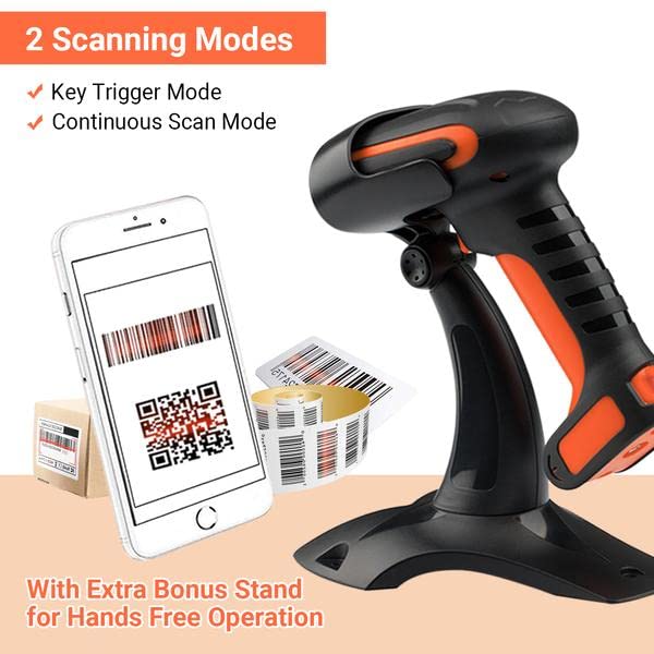 Tera 8100 Wireless 2D Barcode Scanner with Stand - Drop-Resistant Industrial Model
