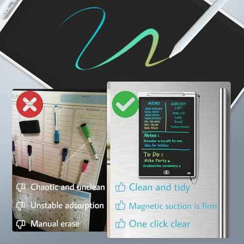 Magnetic Board for Fridge, 9.8¡±¡¿6.7¡± Small LCD Writing Tablet Blackboard Grocery to Do List Magnet Pad Dry Erase White Black Whiteboard Adult Chore Chart Refrigerator Digital Notepad Message Center