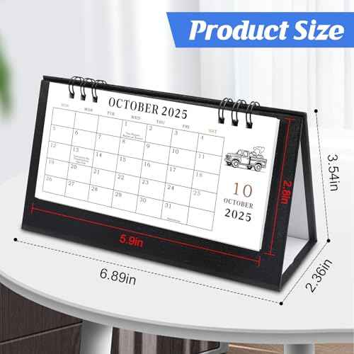 Gannyfer 2026 Desk Calendar, Small Standing Flip Desk Calendar 2026-2027, Use Now Until June 2027, 24-Month Mini Desktop Calendar for Home, School, Office (6.89" x 3.54" Black)