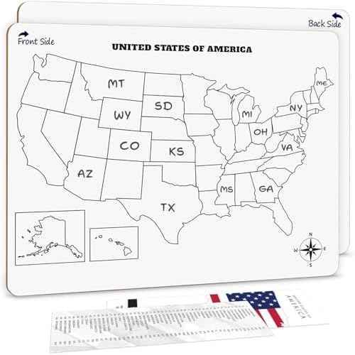 SCRIBBLEDO United States Map for Classroom Dry Erase Board for Kids Map of The United States 11¡±x14¡± White Board Teacher Student Classroom Learning Practice Travel USA Whiteboard