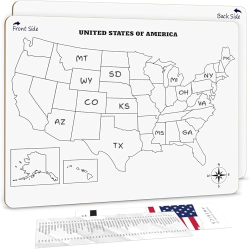 Scribbledo US Map Dry Erase Whiteboard 11x14 Inches Classroom & Travel