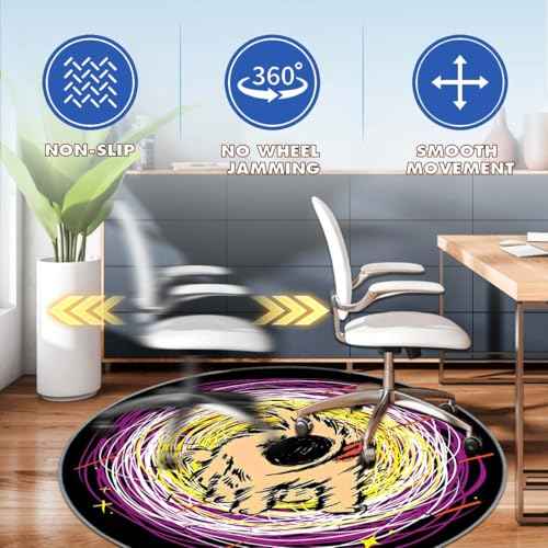 Office Short Pile Chair Mat, Non-Slip Noise-Reducing Desk and Chair Rug, 47 Inch Round Mat, Office¡¢Study Decorative Rug for Wood Floors, Laminate and Ceramic Tiles(Puppy)