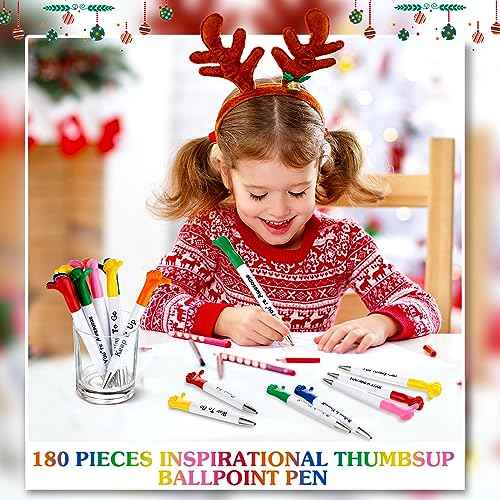 Woanger Inspirational Quotes Thumbs up Pens Thank You Gifts Bulk Employee Appreciation Motivational Ballpoint Pen for Appreciation Back to School Gift Student Teacher Nurse Coworker(180 Pieces)