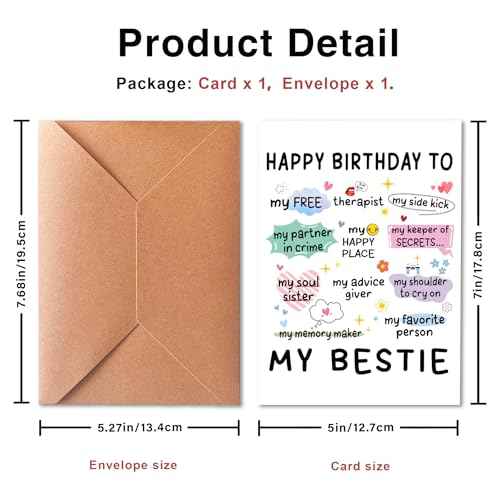 Best Friend Birthday Card, Friendship Cards, Bestie Birthday Card, Birthday Gifts for Bestie | Friend, Funny Birthday Cards for Women | Sister