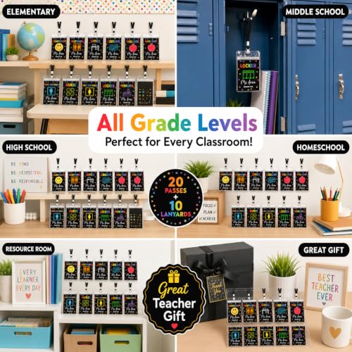 Rainbow Polka Dots Personalized Teacher Hall Pass Set with Cardholder Lanyards