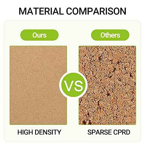 AKTOP Cork Board Bulletin Board 12x12, 1/2" Thick Cork Board Tiles 6 Pack, Small Square Pin Board for Wall, Self Adhesive Corkboards with 60 Push Pin Wood Clips for School, Home & Office