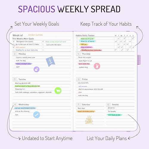 Undated Weekly Planner for 2025, Forvencer Simplified Weekly & Monthly Calendar Planner, Cute Daily Organizer Notebook, Agenda Journal to Track Goals & Tasks, Start Anytime, A5 Size, Black