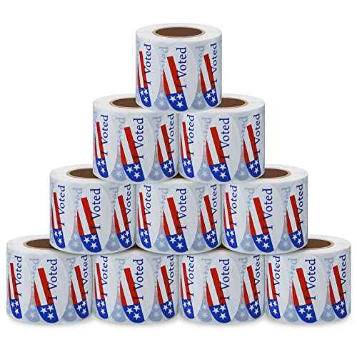 I Voted Stickers Election Day Labels 1¡¿2 Inch Oval with American Flag Pattern - 500 Labels Per Roll (10 Rolls)