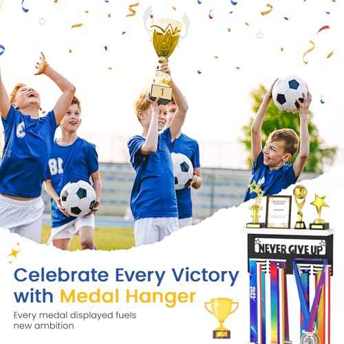 Medal Hanger Display Trophy Shelf Organizer, Wall Mount Race Award Holder, Storage Rack Stand for Sports Fans, Cheer Success, Easy to Install