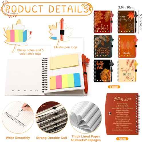 24 Sets Fall Thanksgiving Gifts Autumn Notebook and Fall Ballpoint Pens Set Maple Leaf Notebook Friendsgiving Autumn Gifts Bulk for Student Classroom Office Harvest Party Favor