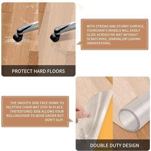 Office Chair Mat for Hard Floor, Clear Desk Chair Mat Large Non Slip Floor Protectors for Rolling Chairs,Computer Chair,Gaming Chair (36"x48")